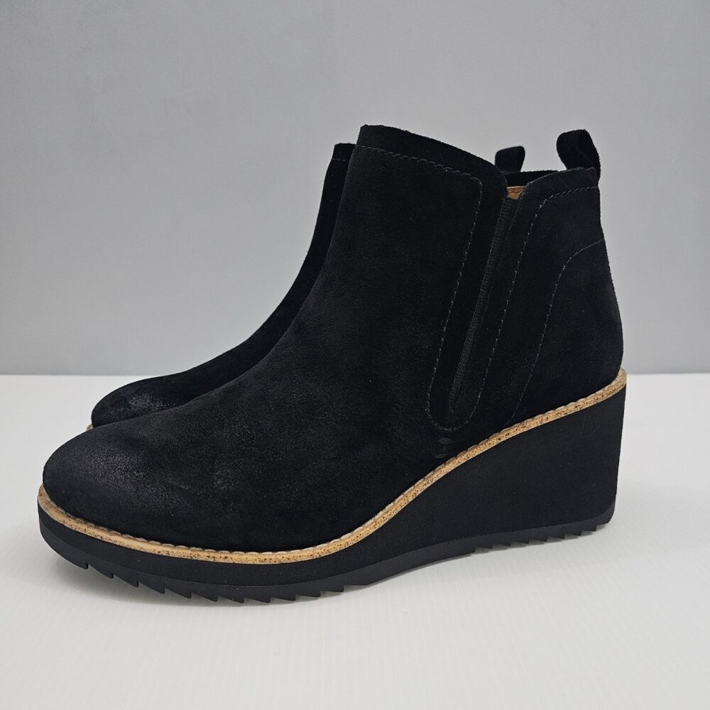 Sofft Emeree Ankle Bootie Womens 9.5 Black Suede Waterproof Wedge Chelsea - Picture 14 of 14